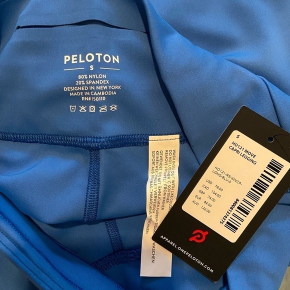 NWT Peloton Blue Mission Capri Leggings w/ Colorful Peloton Logo & Pocket Small - Picture 7 of 7
